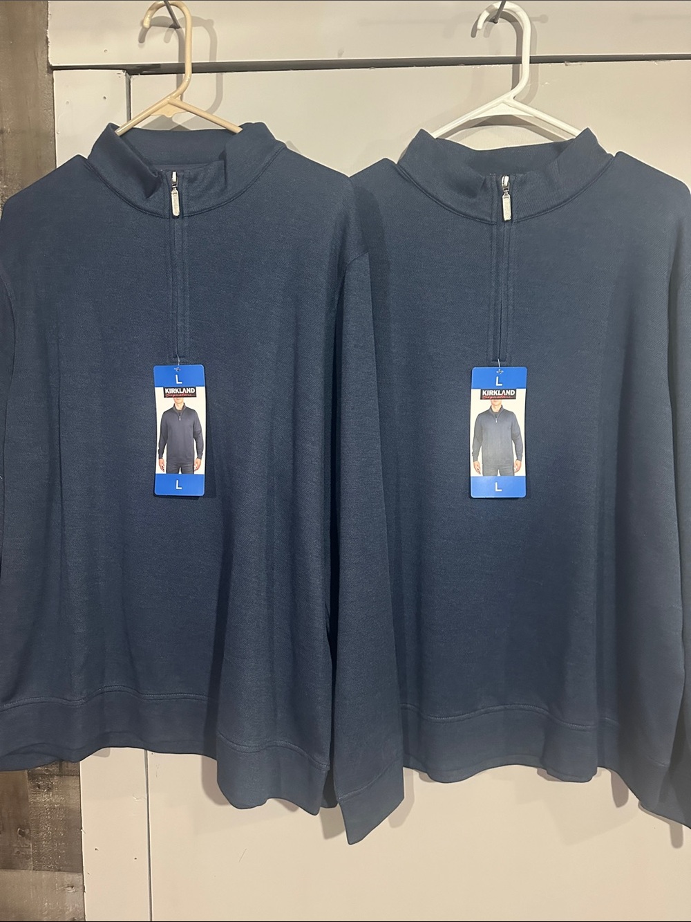Kirkland Signature Men's Dark Navy Quarter-Zip Pullover (Set of 2)